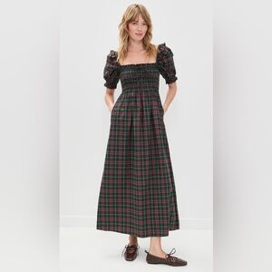 Hill House Home Scarlett Nap Dress Size Large Chestnut Tartan Pockets Maxi $228#
